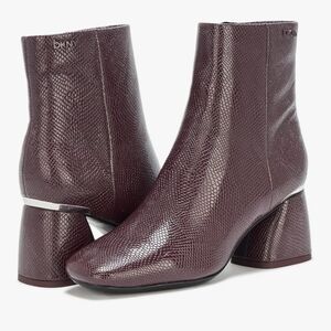 DKNY Textured Dark Brown Ankle Boots